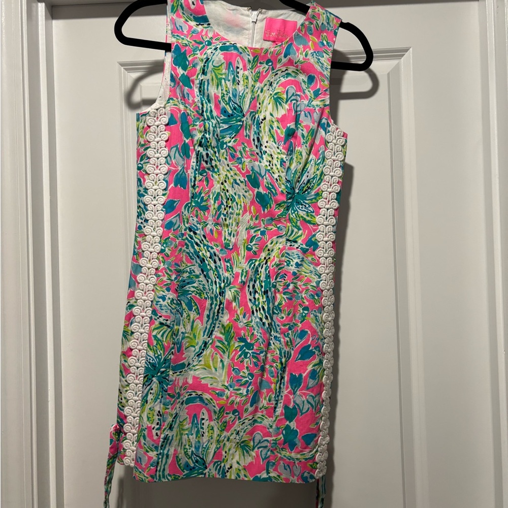 Lilly Pulitzer Mila Shift Dress Snap Back Gators Crocs sz 0 Lace On Sides